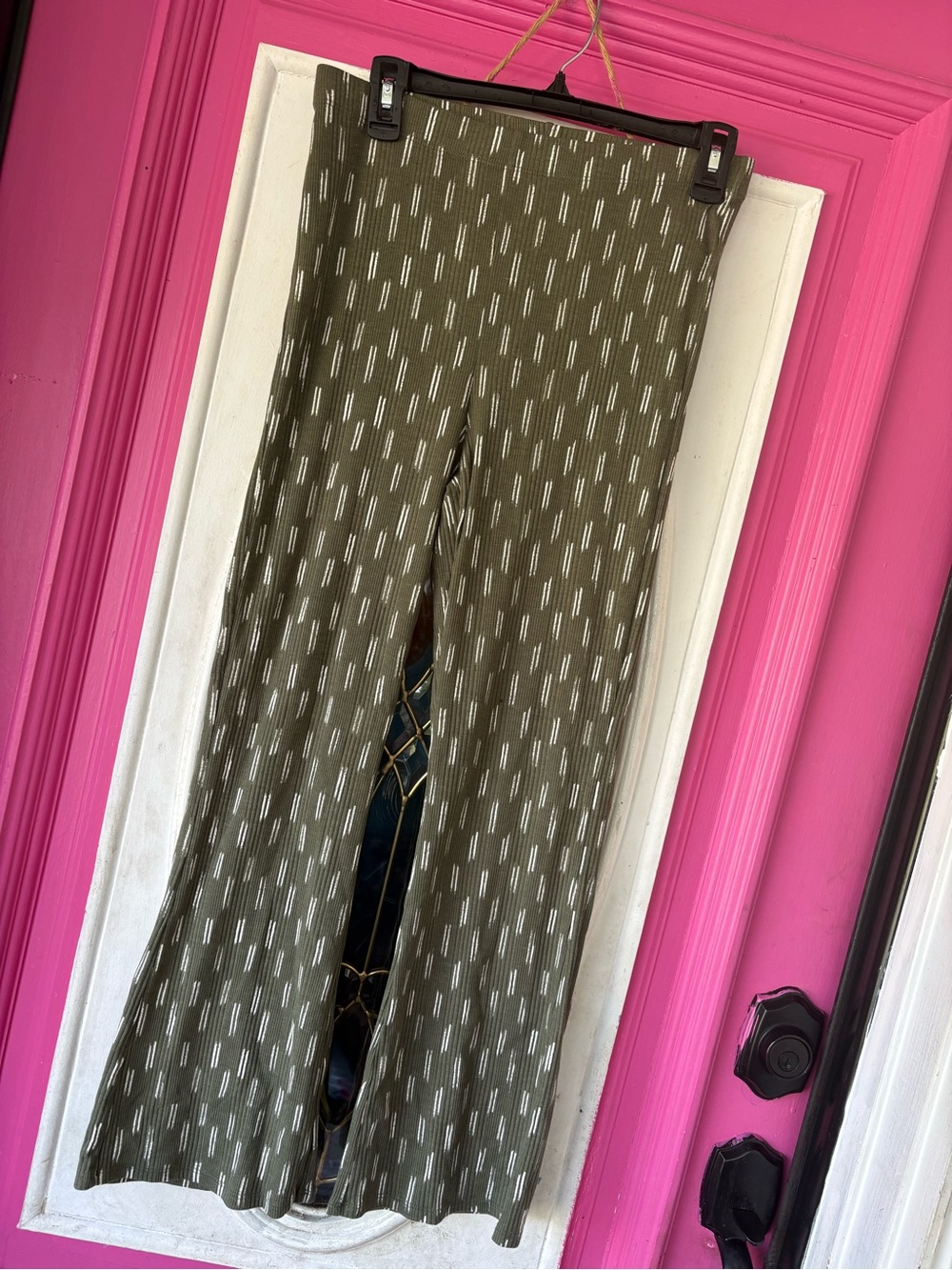 aerie Olive Green Patterned Flare Pants